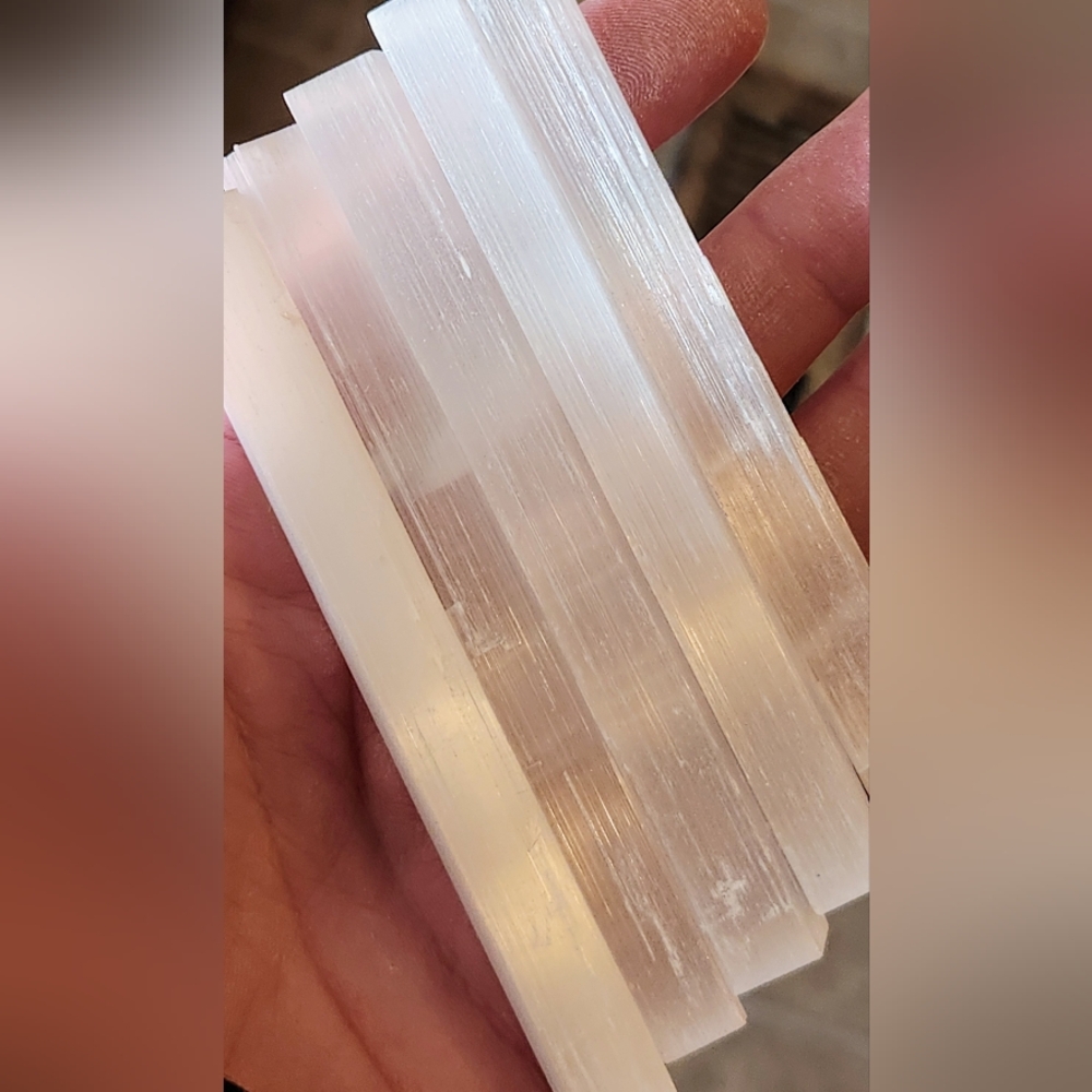 2 Pieces of White Selenite Crytals Charging Sticks
